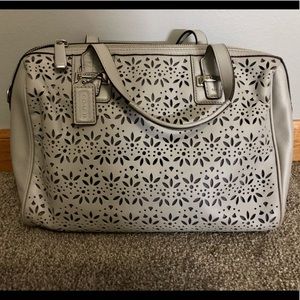 Authentic Coach Taylor Eyelet Leather Satchel (grey)